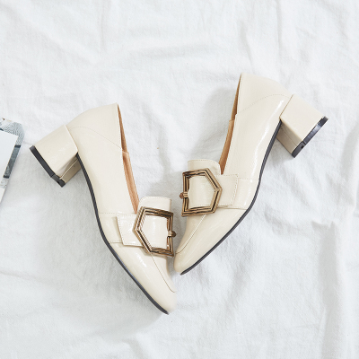 韩版百搭女士中跟单鞋