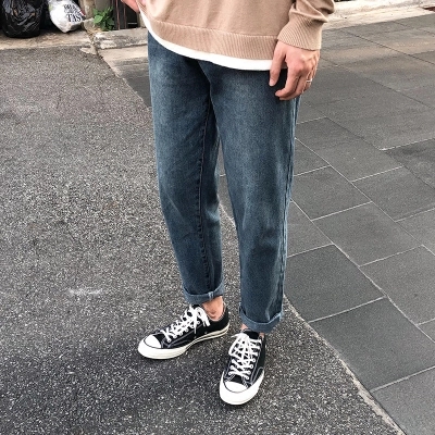 男生韩版潮流九分牛仔裤