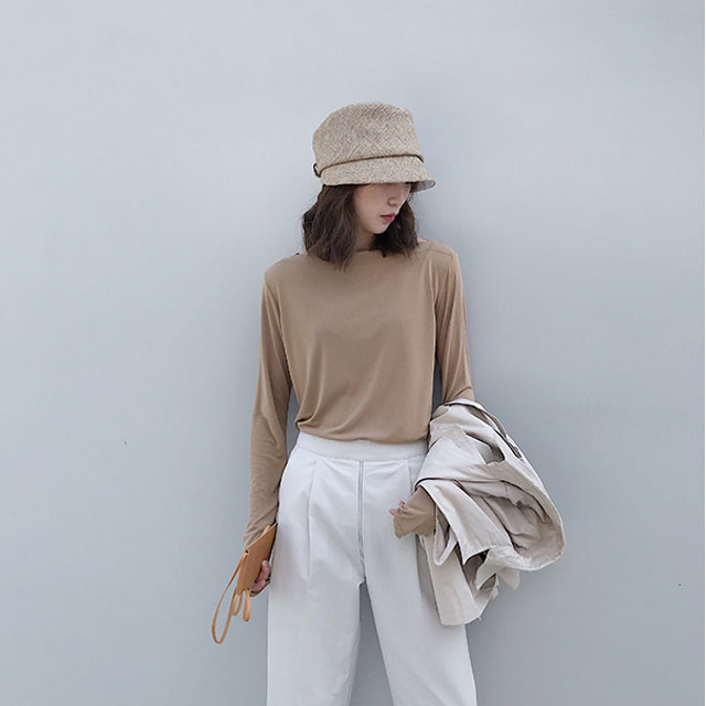 天丝弹力纯色打底衫