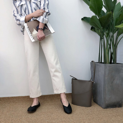 高腰显瘦复古高腰烟管裤