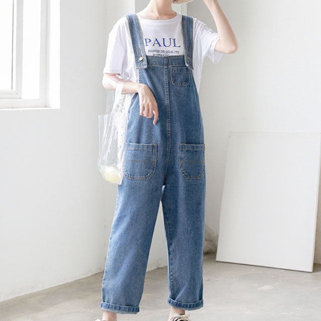 百搭休闲牛仔背带裤