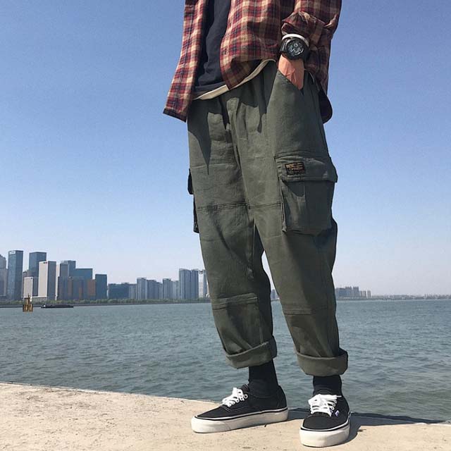 日系潮牌宽松直筒工装裤