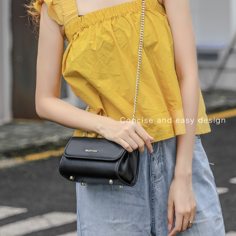 韩版ins质感单肩斜挎链条包