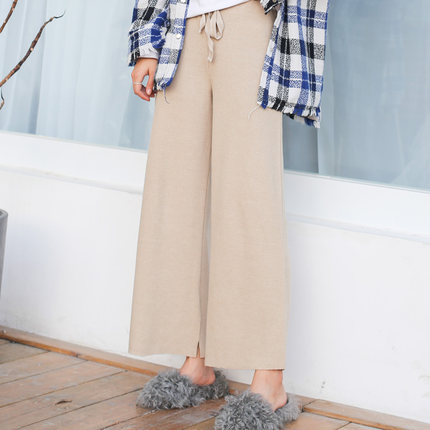 坠感针织阔腿裤