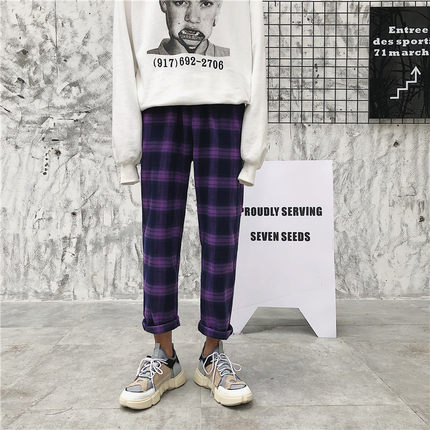 秋季休闲格子裤