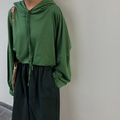 纯色宽松连帽卫衣