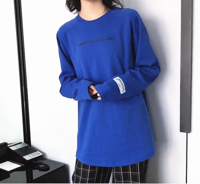 秋季oversize字母印花休闲百搭圆领t恤