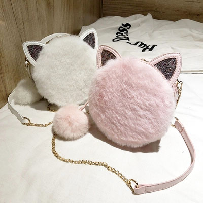 可爱毛绒链条小圆包