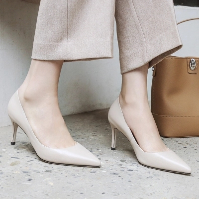 百搭公主裸色高跟鞋