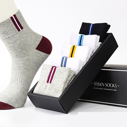 5双装男士纯棉中筒袜