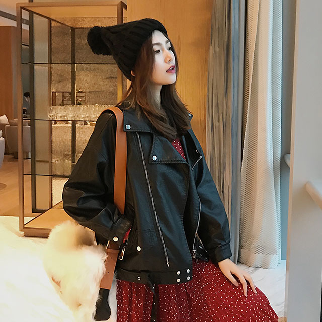 短款机车皮衣外套