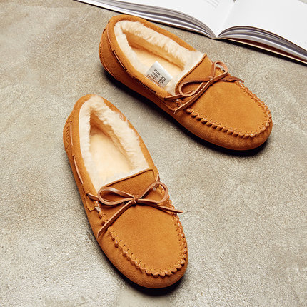 秋冬平底羊皮毛豆豆鞋