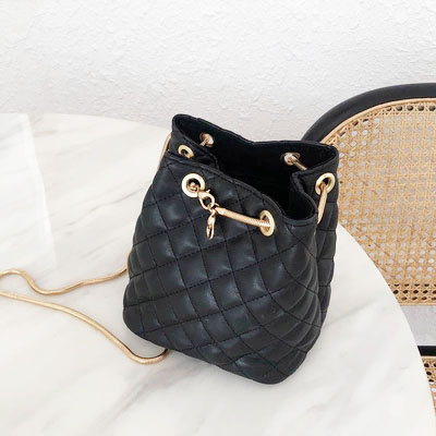 韩版纯色金属水桶包