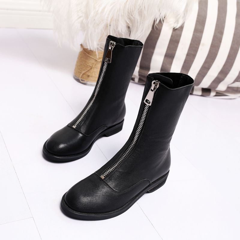 guidi靴复古前拉链马丁靴