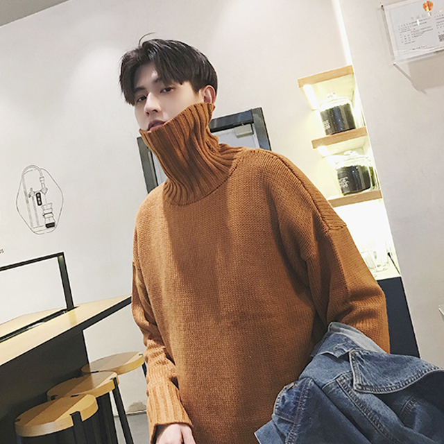 韩版潮流高领宽松毛衣