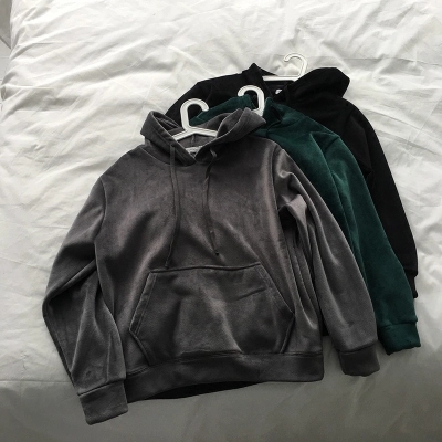  秋冬双面金丝绒连帽卫衣