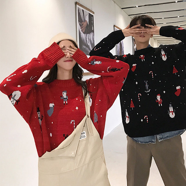 【双11】韩版宽松百搭情侣针织衫
