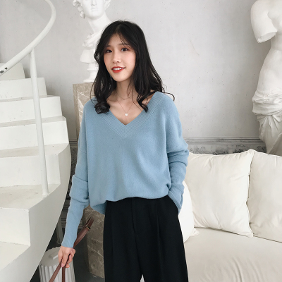 【双11】宽松v领套头针织衫
