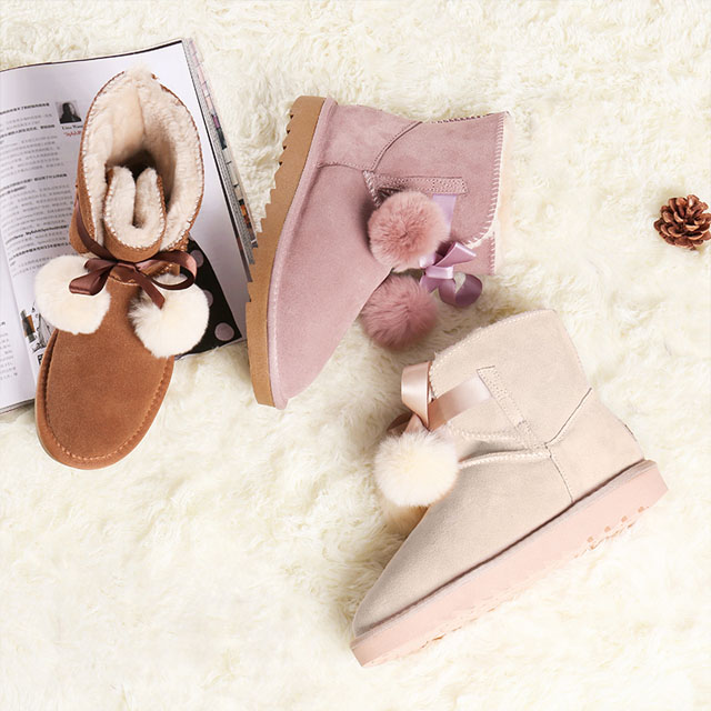 【双11】短筒真皮毛球短靴