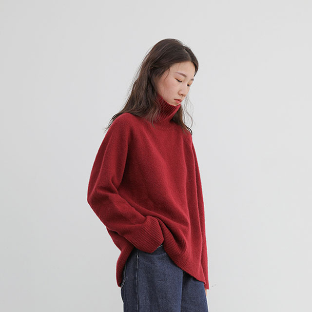 宽松羊毛高领毛衣