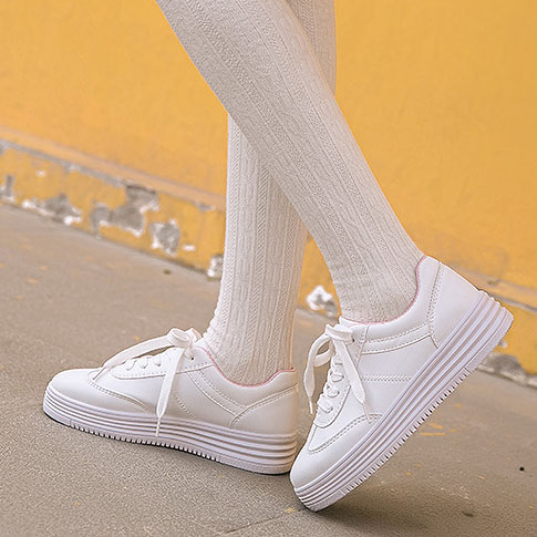韩版百搭加绒小白鞋