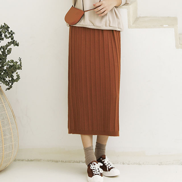 针织直筒半身裙