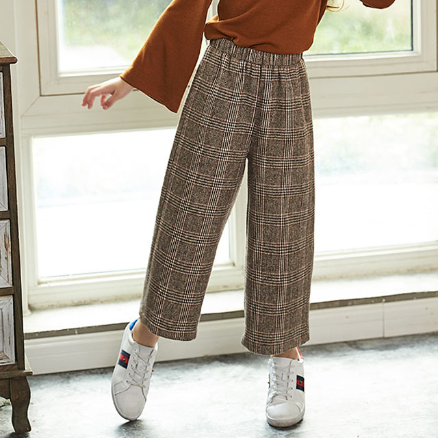 女童毛呢阔腿裤