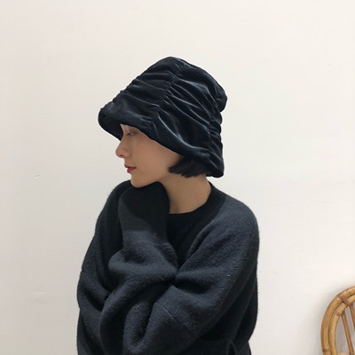 日系小众褶皱丝绒帽