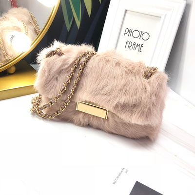 秋冬兔毛可爱百搭链条包