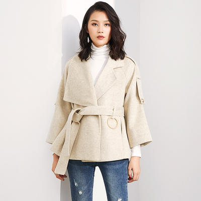人字纹显瘦收腰大衣