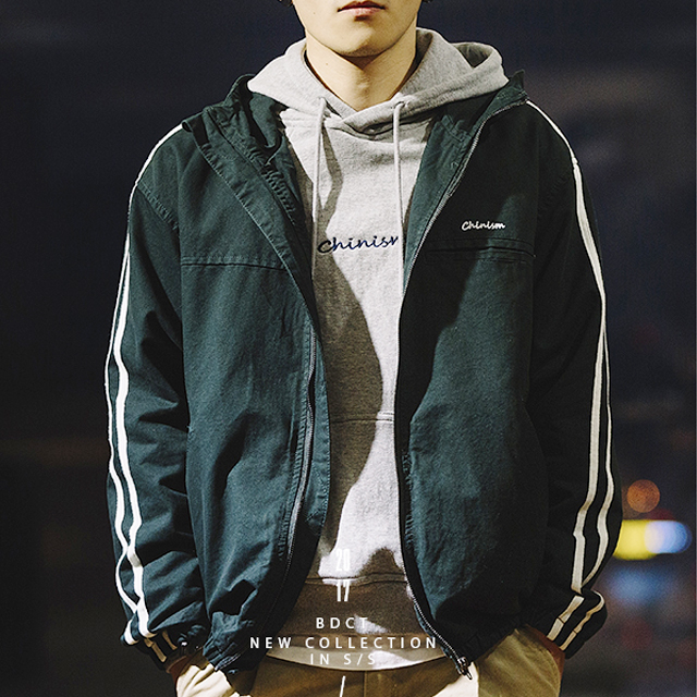 BDCT条纹连帽冲锋外套