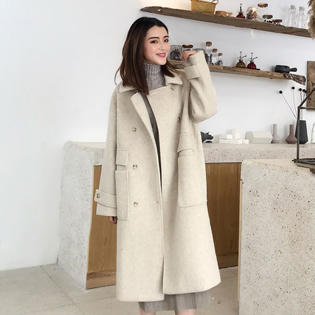 森系中长款羊毛呢子大衣