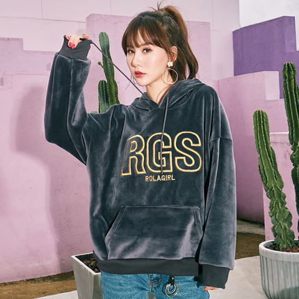 新款金丝绒宽松卫衣