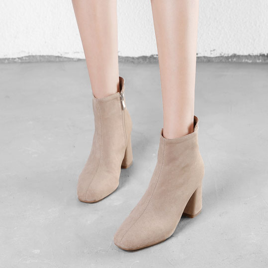 韩版粗高跟马丁靴