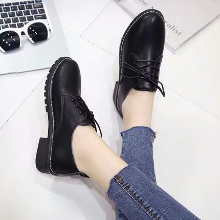 冬季加绒原宿英伦风小皮鞋