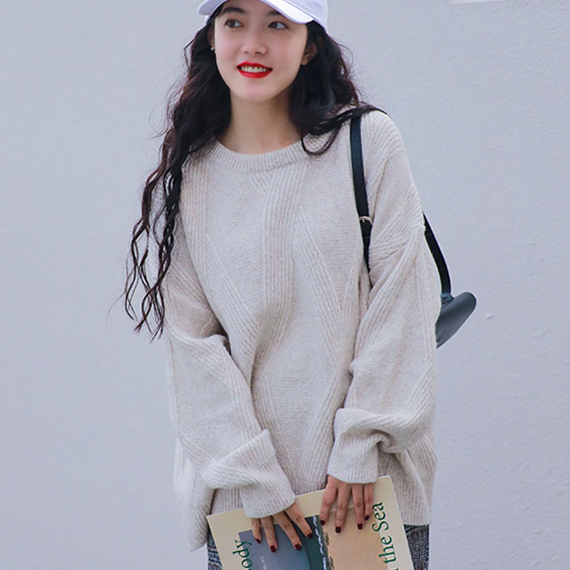 文艺百搭简约纯色套头毛衣