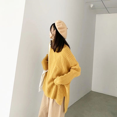 四喜家 慵懒风高领套头毛衣