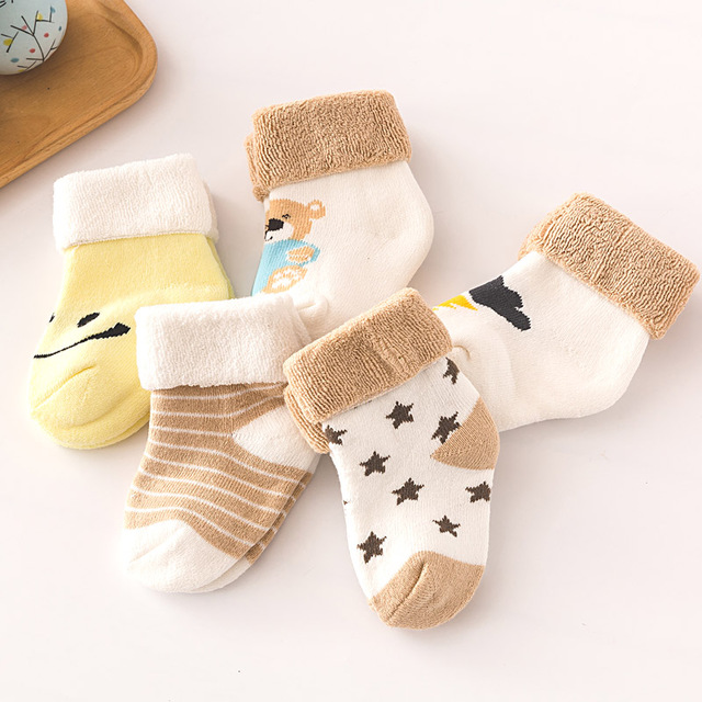 5双装宝宝加厚棉袜毛圈袜