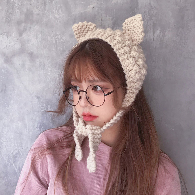 复古针织系带耳包耳套