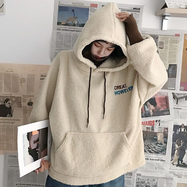 羊羔毛cec套头高领卫衣