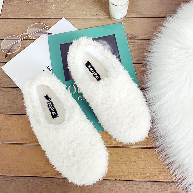 韩版百搭网红毛毛鞋