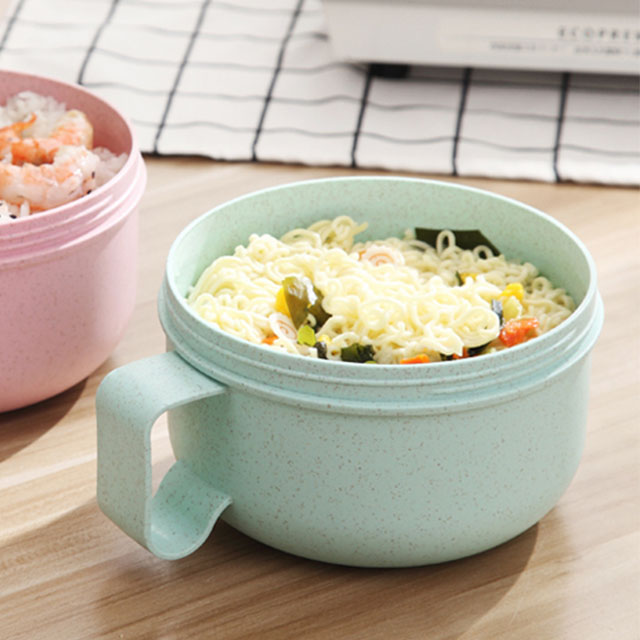 小麦秸秆泡面碗带盖便当碗