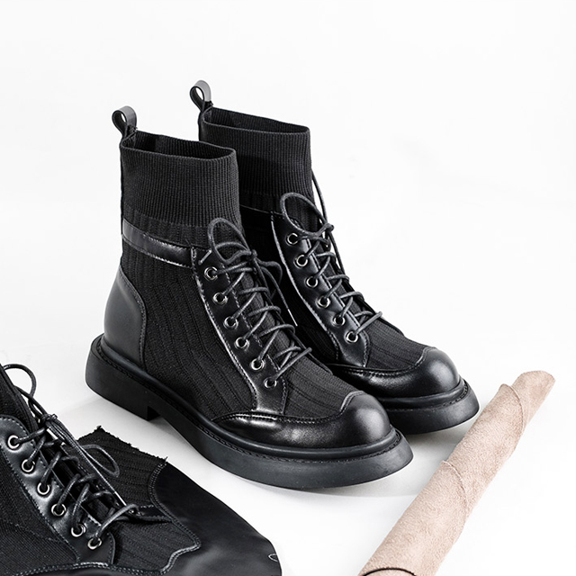 妙侣平跟弹力瘦瘦袜靴