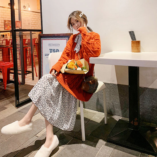 秋冬加绒复古打底裙