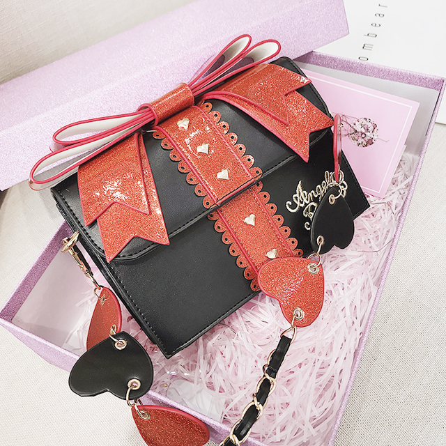 洛丽塔爱心蝴蝶结单肩包