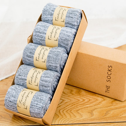 5双装纯棉加厚中筒袜