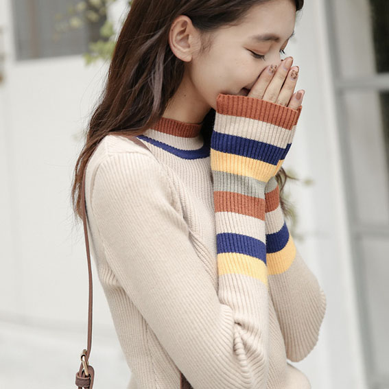 LRUD半高领毛衣修身针织衫