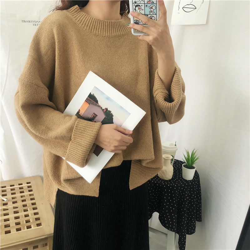 港风chic软妹复古套头高领毛衣