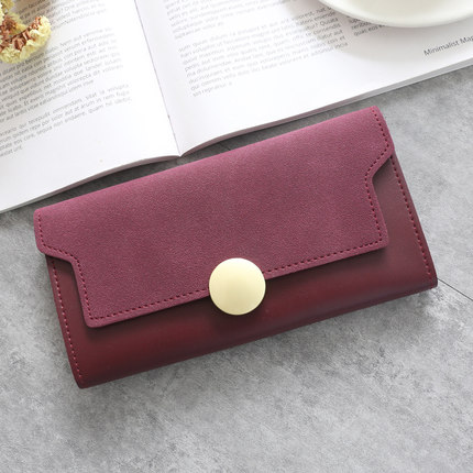 KISS ME金属扣磨砂长款钱包