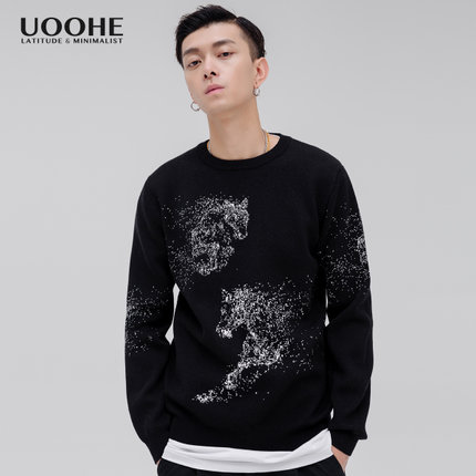 UOOHE时尚个性提花毛衣